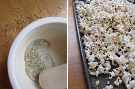 Garlic-Rosemary Popcorn - Herbs - Popped - ForkFingerChopsticks