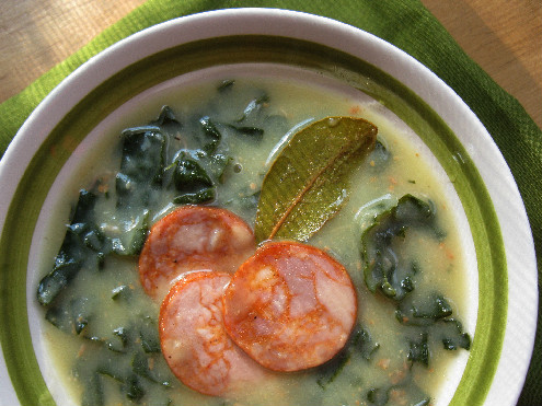 "Portuguese Kale Soup" Couve "Portuguese cabbage potato soup"